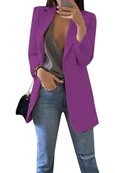 GENERAL Women's Casual Lapel Long Sleeve Blazer Open Front Work Office Jacket...