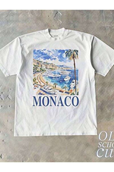 4CR Men's Outfits, Monaco Harbor Vintage T-Shirt, Funny Retro Design, Loose A...