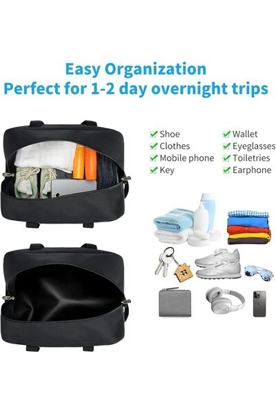 GENERAL Apenze Small Gym Bag 14 inch lightweight Carry On Mini Duffel Bag for Travel Sport - Black, Black, 1