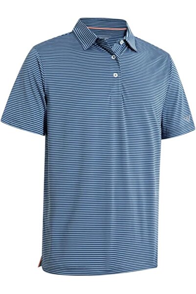M MAELREG Men's Golf Polo Shirts Short Sleeve Striped Performance Moisture Wi...