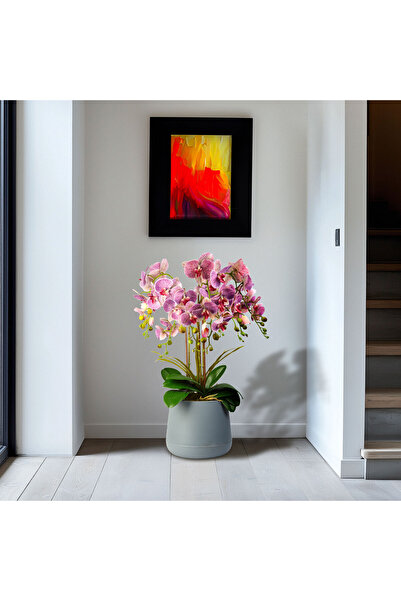 Alista Home Plantă artificială de orhidee violetă, 83 cm, decor realist premi...