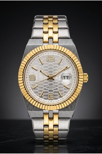 TEKMAKG Men's Wristwatch Steel Band Analog Classic Stylish Wrist Watch with Calendar