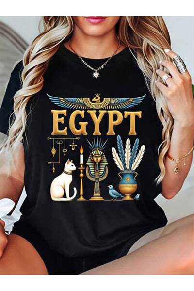 4Car Egypt, Women's Ancient Egyptian Symbols Hieroglyphs, Pure Cotton T-Shirt...