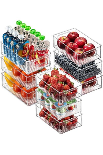 VAODO 12 Pieces Fridge Organizer Bins, 4 Large & 4 Middle & 4 Small Container...