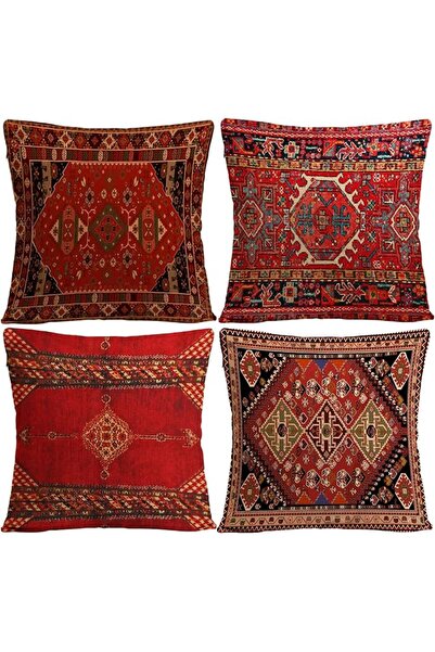 GENERAL Boho Square Cushion Covers 45×45cm for Sofa,Linen,Set of 4 | Hidden Z...