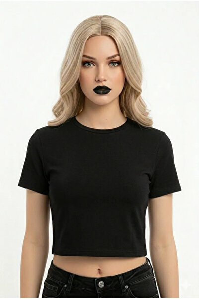 Mariposa Secret Crop Short-Sleeved Bodysuit Black