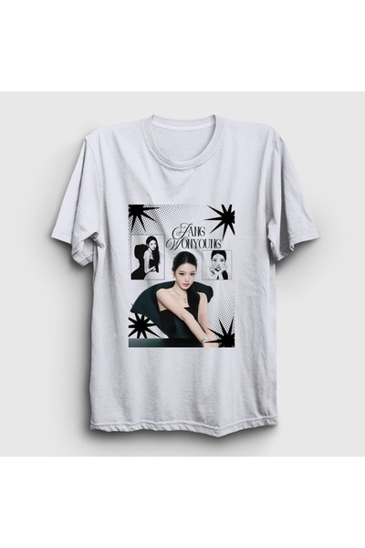 Presmono Unisex White Sparkles Jang Wonyoung K-Pop Ive T-Shirt 620707Tt