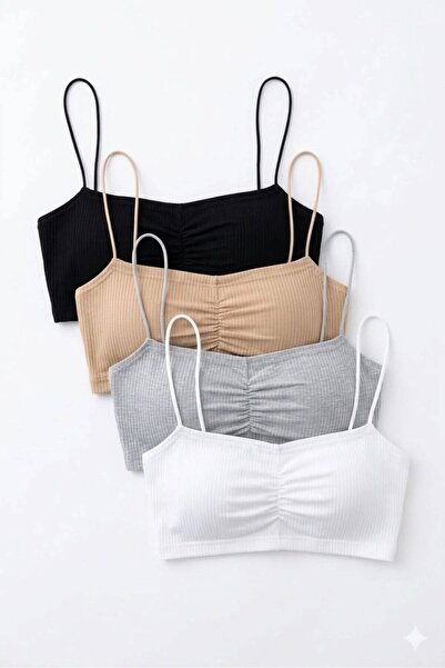 npLStore Women's Drawstring Strap 4-Piece Set Super Crop Blouse