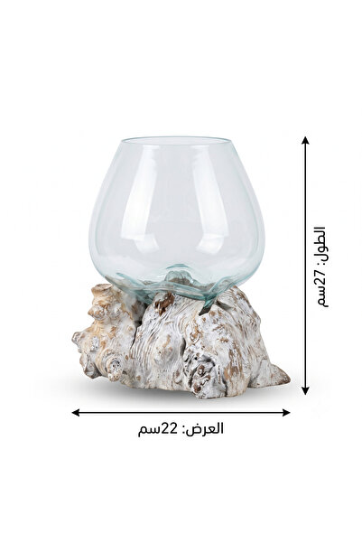 Generic Brand Transparent Decorative Glass Vase with Natural Wood Base - Eleg...