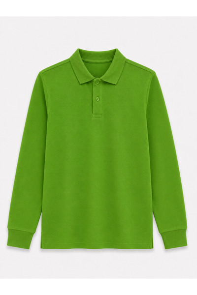 ROZELT Green Long Sleeve Polo Collar Lakos School T-Shirt R.O.Z.K.U.U.Lt.E.L.T.
