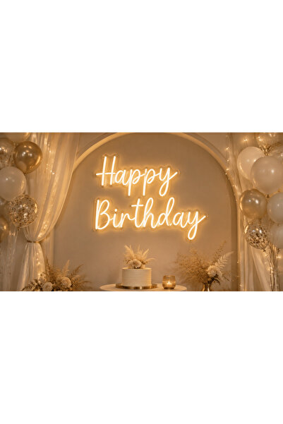 Prime Neon Happy Birthday Yazılı Gün Işığı Neon LED Tabela 60 cm – Doğum Günü...