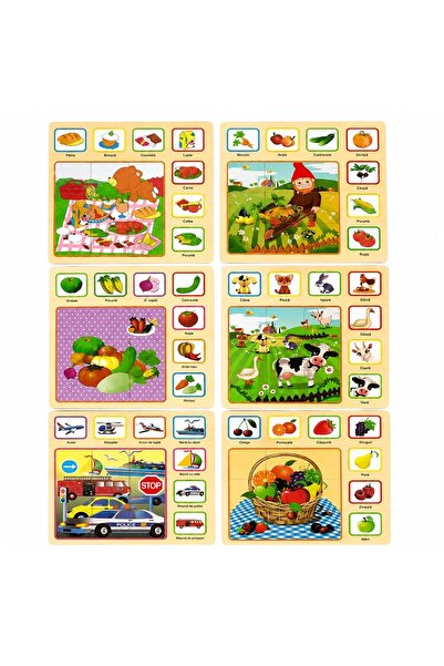 MACVI Set de 6 plăci educative din lemn Montessori — Dezvoltare cognitivă dis...