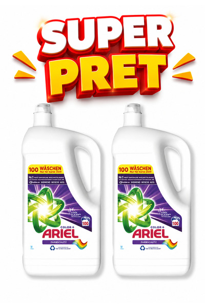 Ariel 2×5L Detergent ideal pentru haine colorate. Aceeasi calitate si la temp...