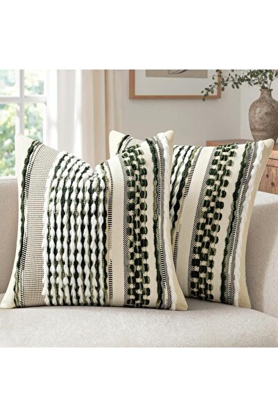 ANRODUO Pack of 2 Boho Decorative Throw Pillow Covers 18x18 Farmhouse Cushion...