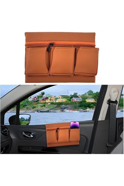 GENERAL Mandark Car Window Armrest Storage Box, Leather Vehicle Side Door Org...