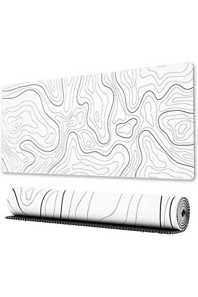 SWIUKPHE Large Gaming Mouse Pad with Stitched Edges, Minimalist Topographic M...