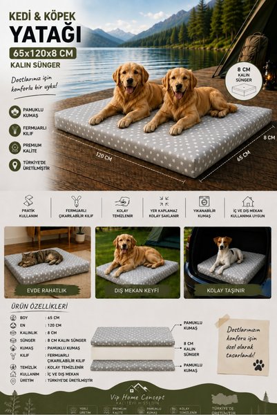Vip Home Concept Market Ürünleri XL Büyük Irk Köpek Yatağı Süngerli Fermuarlı...