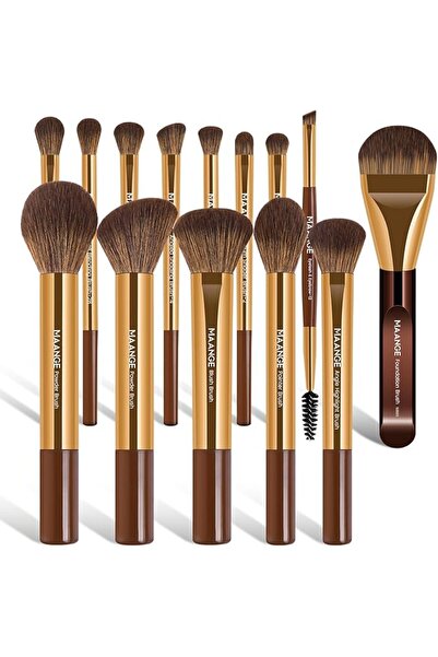 MAANGE Manji Synthetic and Aluminum Brush-Shaped Makeup Brush, Dark Coffee