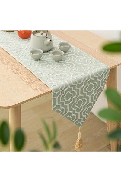 HALAMODO Table Runner, Jacquard Blue Dresser Scarves Runner Washable Cotton L...