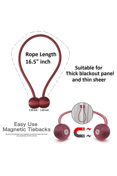 IM FineLife Magnetic Curtain Tiebacks 1 Pair Curtain Straps Strong Magnetic Curtain Holder Buckle hooks for Home Sheer Blackout Drapes Blind Curtains Decorations Accessories سِتَارَة