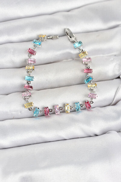 SORA GROUP Crystal Stone Baguette Cut Mixed Color Silver Color Gema Women's B...