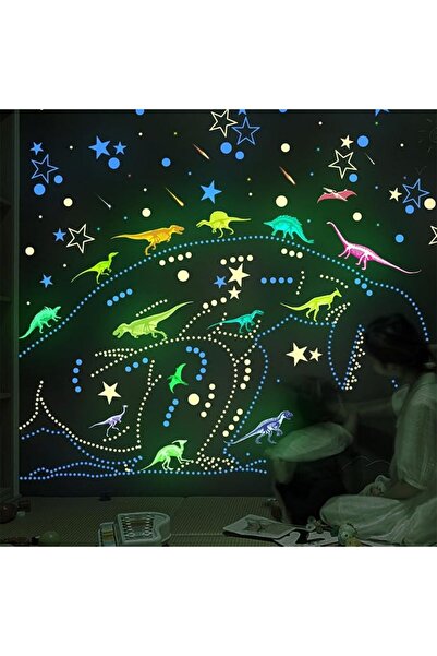 NALACAL Glow-in-the-Dark Dinosaur Wall Stickers - 1-Pack Self-Adhesive Decals...