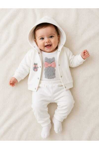 BabyWings Cat Embroidered Baby Girl 3-Piece Set