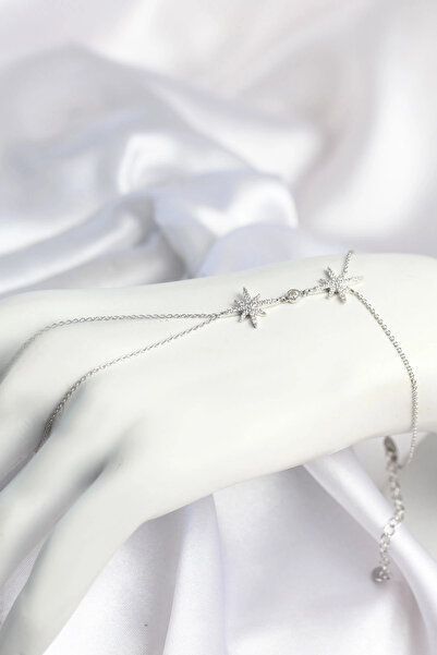SORA GROUP Brass Silver Color Pole Star Model Zircon Stone Shahmeran