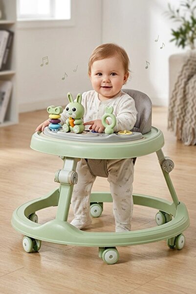 Generic 1 Pp Aluminum Adjustable Height Foldable Baby Walker Indoor 360 Wheel...