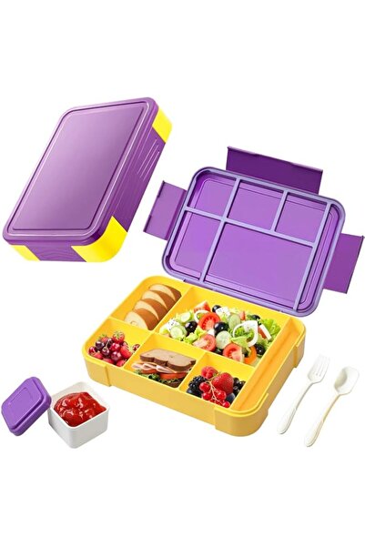 Generic Lunch Box 1330ML For Kids: 6 Compartment Bento Containers with Sauce ...