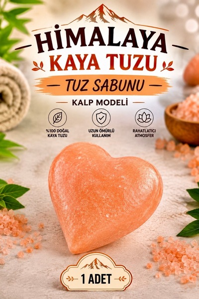 ANADOLU HASAT Kalp Modelli Himalaya Kristal Kaya Tuzu Tuz Sabunu – 1 Adet Doğ...