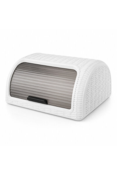 Nova Home Rattan Look Plastic Bread Box, Transparent Roll Lid, Bread and Bake...