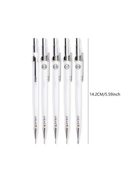 Generic Mechanical Pencils Set, 6 Pcs 0.7mm Transparent Mechanical Pencil with Refill Lead & Replaceable Core, Break-Resistant Writing, for Sketching