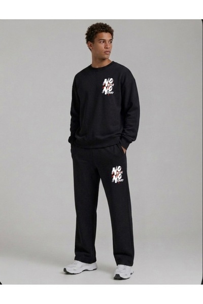 FUFLUNS No Risk Printed Men's Tube-Cut Collar Bottom/Top Sweat Suit