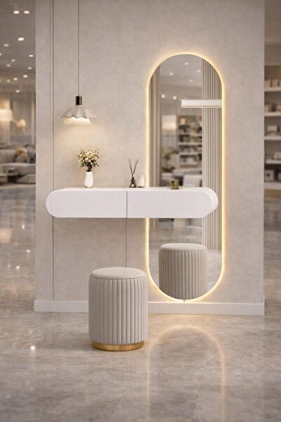 larissa design makyaj masası puf ve ayna dahil