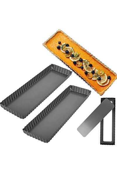 Generic TERRIFI Rectangle Tart Pan with Removable Bottom, 2Pack 13 7/8 Inch N...