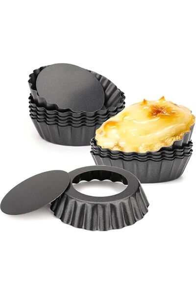 Generic 12 pcs Egg Tart Molds, 3" Mini Tart Pans Removable Bottom, Cupcake Ca...