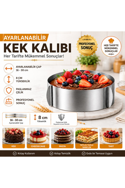 Lilasso Home Stainless Steel Round Adjustable Cake-Pastry Mold