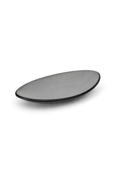 genric Oval Melamine Plate Black and Gunmetal 26cm