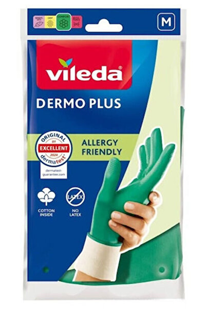 Vileda Ζεύγος γαντιών καθαρισμού νιτριλίου Dermo Plus, μεσαίου μεγέθους, πράσινα