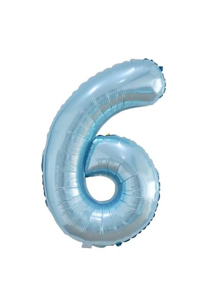 Balloon Folie numărul 6, 101cm, cu heliu – Albastru perlat
