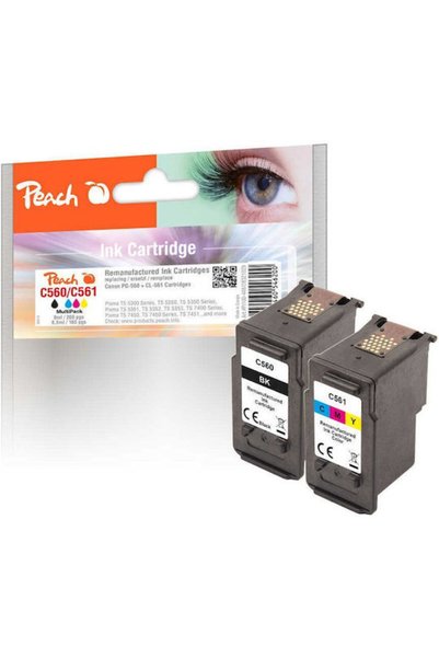 Peach Συμβατά δοχεία μελάνης για εκτυπωτές inkjet Canon, 165 σελίδες, Μαύρο, ...