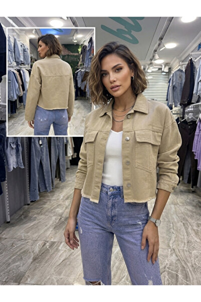 SOLİS MODA Kadın püsküllü gabardin ceket