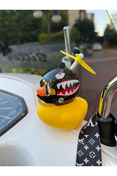 CEBECİOTO Duck with Helmet and Propeller Motorcycle Ornament - Vehicle Dashbo...