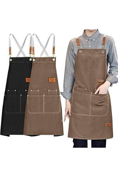 Paporich مجموعة من 2 مريلة طهاة بجيوب كبيرة، مصنوعة من القطن والكانفاس مع أشر...