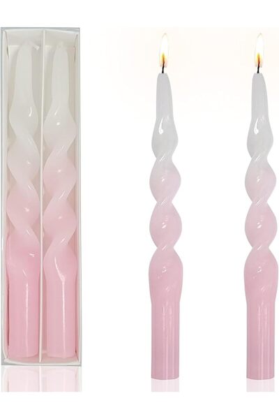 jaffiust 4 PCS Twisted Taper Candles, 9.2 Inch Long Spiral Taperd Candles, Ca...