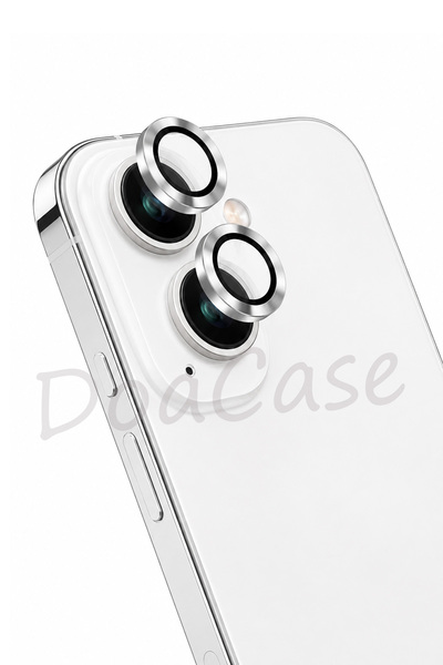 DoaCase iPhone 17 Uyumlu Kamera Koruma Lens Koruyucu Temperli Cam Koruma Gümüş