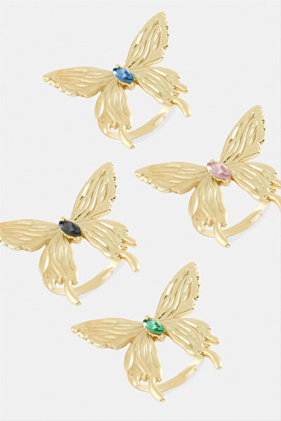 Mercansa Butterfly Crystal Stone Metal Ring