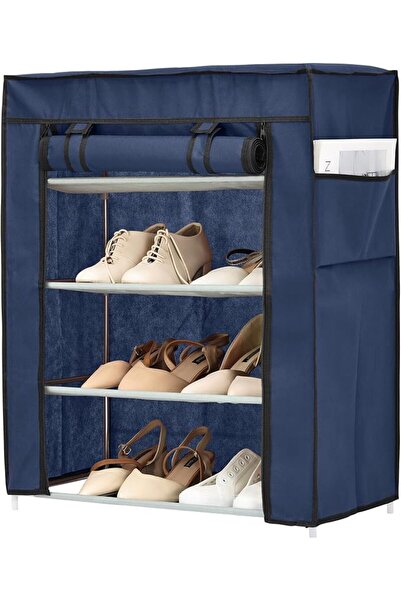Lawazim 4-Tier Shoe Rack with Non-Woven Fabric Dust Cover - 60x30x72cm, Coffe...