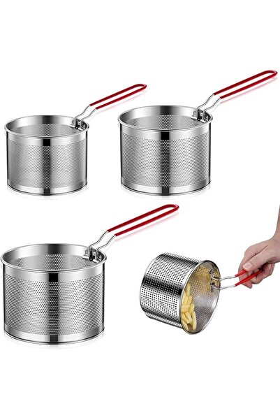 KASTWAVE 3PCS 304 Stainless Steel Pasta Strainer Set – 14/16/18cm Removable H...